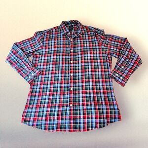 Tailorbyrd Shirt Men's Large Blue Plaid Flannel Long Sleeve‎ Button Up
